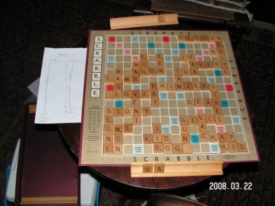 Photo of finished Scrabble board